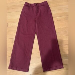 Madewell Women's Burgundy Wide Leg Jeans
